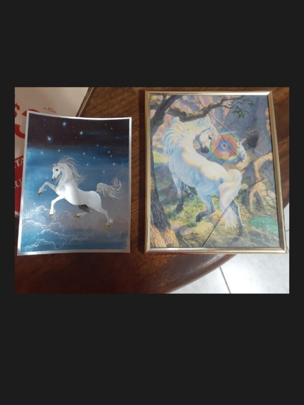 🦄Vtg (2) UNICORN Art 80s Dufex Prints England & Barry TINKLER Lithograph